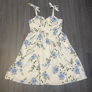 Cottagecore Floral Midi Dress Size 1X Lauren Conrad Cotton Summer Spring Bridal